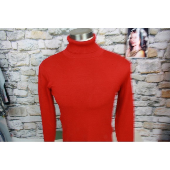 August Silk Knits Red Turtleneck Silk Blend Stretch Sweater Womens Medium - Picture 6 of 7